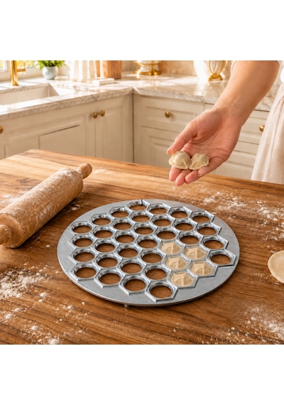 Pratik Mantı Yapma Aparatı Çoklu Mantı Kalıbı Hamur Kesici Ve Şekillendirici Sariva Home Gümüş
