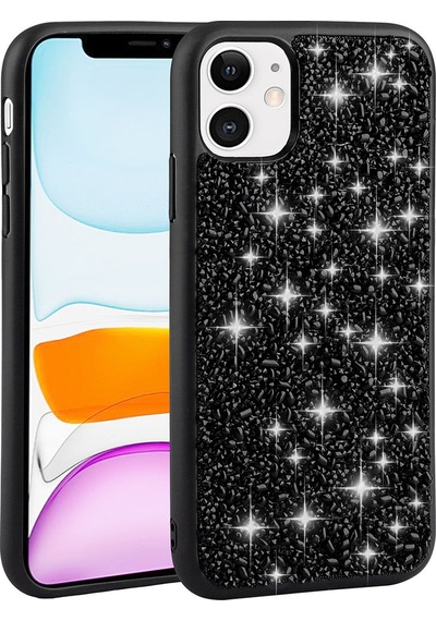 Rba Aksesuar Apple Uyumlu iPhone 11 Kılıf Parlak Taşlı Tasarım Rba Linea Kapak - Pembe Pembe