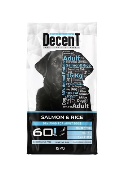 Decent Premium Somonlu Ve Pirinçli Yetişkin Köpek Maması 15 Kg