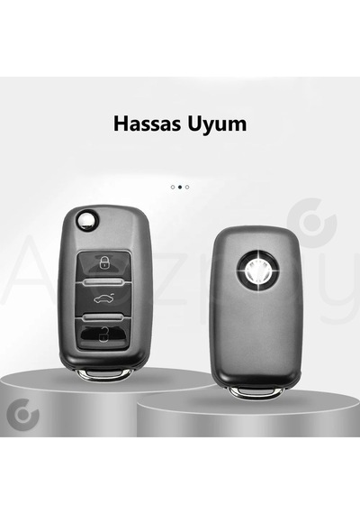 Volkswagen Golf Passat Jetta Polo Caddy Beetle Tiguan Transporter Titan Gri Tpu Anahtar Kılıfı