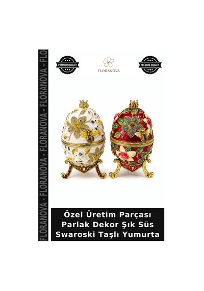 Özel Üretim Parçası Parlak Dekor Şık Süs Swaroski Taşlı Yumurta