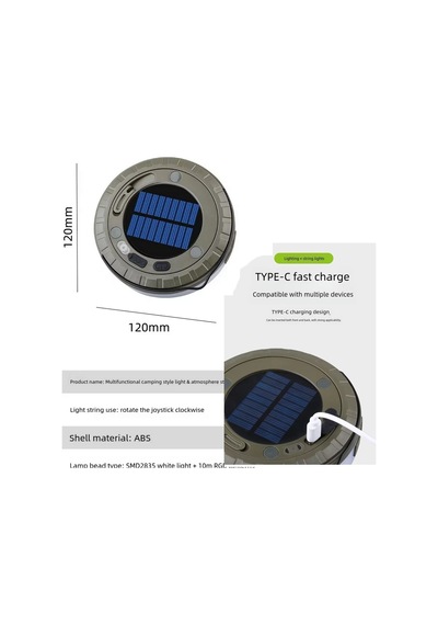 Solar Güneş Enerjili Şarjlı 8 Mt Led Kamp Lambası Işıldak Fener Dekor Lambası Peri Renkli Şerit Led