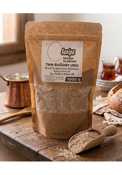 Taş Değirmen Tam Buğday Unu 1000 Gr - Doğal Katkısız Yüksek Lifli Esmer Un