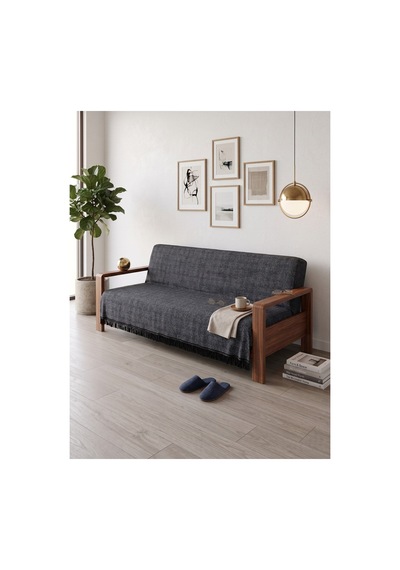 Çok Amaçlı Pamuklu Örtü- Kanepe-koltuk Şalı-koltuk Örtüsü 170x220 Siyah-556