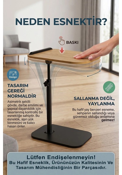 Ayarlanabilir Mdf Laptop Sehpası Ayaklı Çok Amaçlı Sehpa 30x40 Cm Meşe