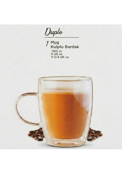 Paşabahçe Duplo Double Wall Çift Çidarlı 330 Cc Mug Kulplu Bardak Şeffaf Cam
