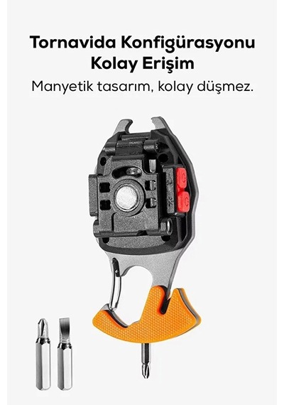 Çok Amaçlı Led Işıklı Anahtarlık Çakmak, Tornavida, Şişe Açacağı, Type-c Şarjlı, Çok Renkli