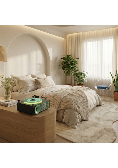 Fennessy İ5s Bluetooth Hoparlörlü 45w Hi-fi Işıklı Retro Pikap Plakçalar Turntable, Miracle National