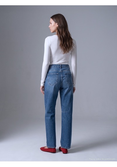 Dilvin 72361 Paçası Sasonlu Denim Pantolon-mavi
