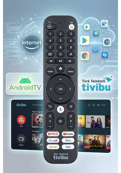Türk Telekom Tivibu Android Kutusu Kumandası Netflix & Youtube Tuşlu