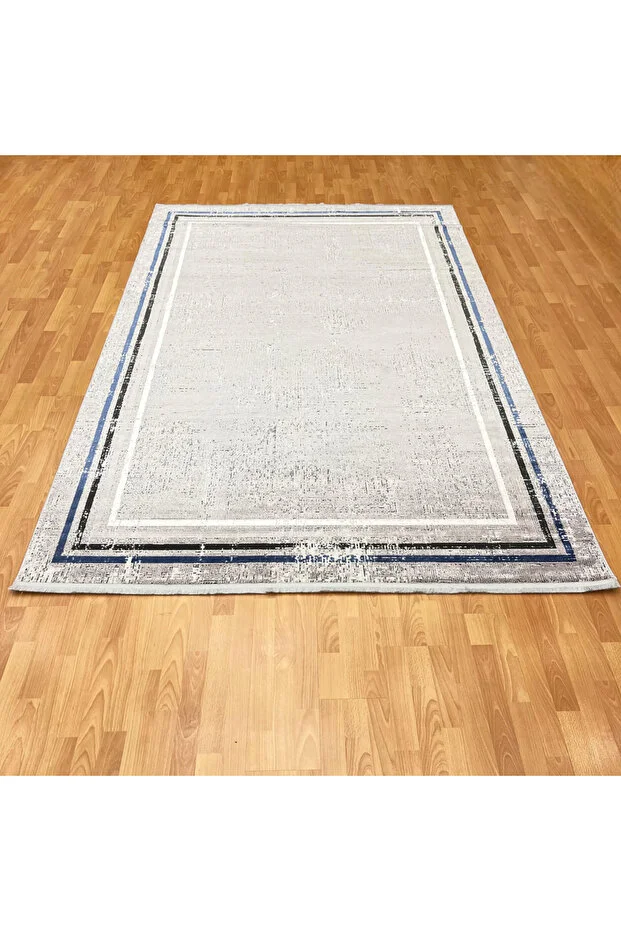 Mevlana Bazaar Amara 200 X 300 Bambu Yün Halı Bej - Lacivert