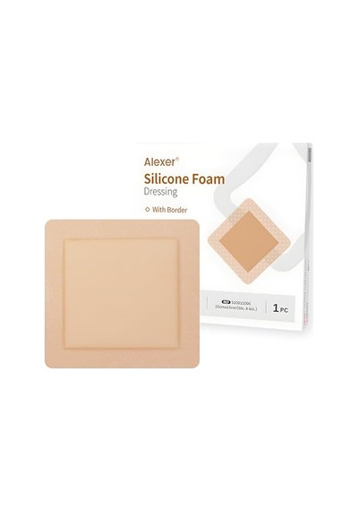 Silikon Jel Yapışkan Kenarlı Çok Katmanlı Steril Yara Örtüsü 15x15cm