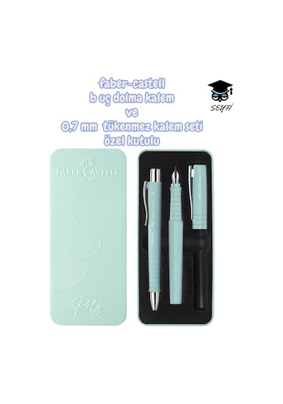 Faber-castell B Uç Dolma Kalem Ve 0,7 Mm Tükenmez Kalem Seti Özel Kutulu Yeşil