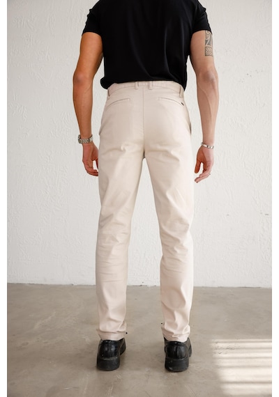 Braccas Erkek Armürlü Slim Fit Bej Pantolon Bej