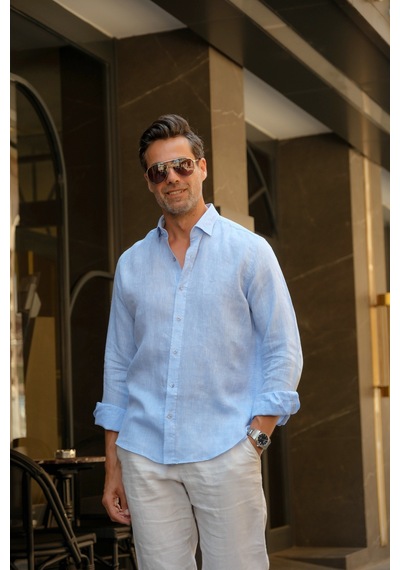 Slim Fit Uzun Kol %100 Keten Nefes Alabilen Kumaştan Hediye Kutulu Erkek Gömlek Fs-004170 - Mavi-2859 MAVİ Slim Fit Uzun Kol %100 Keten Nefes Alabilen Kumaştan Hediye Kutulu Erkek Gömlek Fs-004170 - Mavi-2859 MAVİ