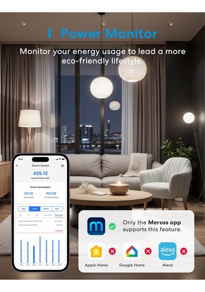 Meross Matter Akıllı Sıva Altı Röle Matter Mss815 Apple Home Destekli .