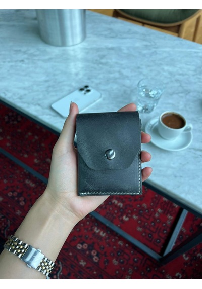 Mft Leather Hakiki Deri Çıtçıtlı Erkek Cüzdan Nova 5801 Antrasit