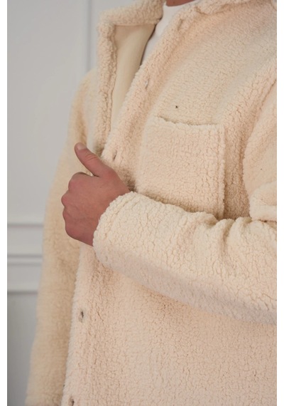 Modefendi Oversize Peluş Mont Beyaz