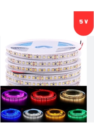 5 Volt 5 Mm 2835 Smd 3000 K Günışığı İç Mekan 120 Ledli 5 Metre Şerit Led