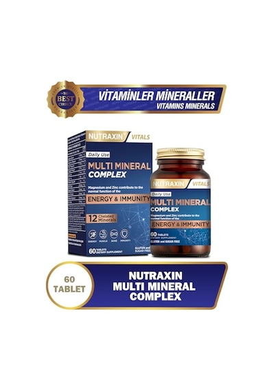 Nutraxin Multi Complex 12 İçeren Takviye Vegan 60 Tablet Kalsiyum, Magnezyum Sku: Smg8690010385475
