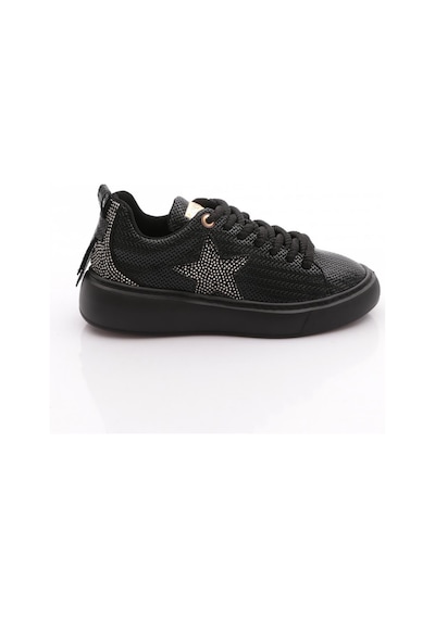 Dgn B1004 Kadin Silver Taşli Baskili Sneakers Ayakkabi Siyah Siyah