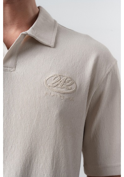 Erkek 242 Nakışlı Regular Fit T-shirt Şort Takım Bej