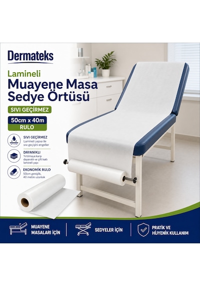 Lamineli Muayene Masa Sedye Örtüsü 50cm 40m Rulo Sıvı Geçirmez 10 Adet
