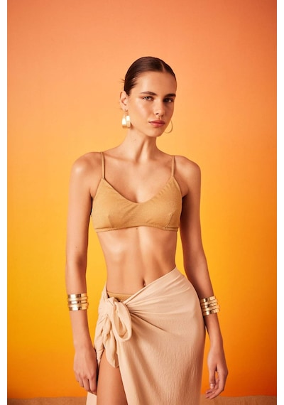 DeFacto Regular Fit Parlak Kumaş Bikini Üstü-Fall in Love C3181AX24SMYL275