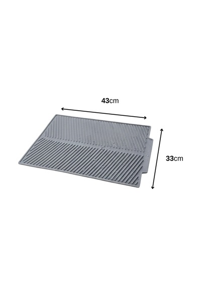 Silikon Bulaşık Kurutma Matı Maxi Boy 44x33cm Silikon Gri Diğer