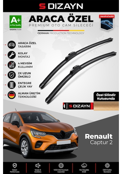 S-dizayn Renault Captur Ön Cam Silecek Seti 2020 Üzeri Premium Araca Özel 70-35 Cm A+ Kalite