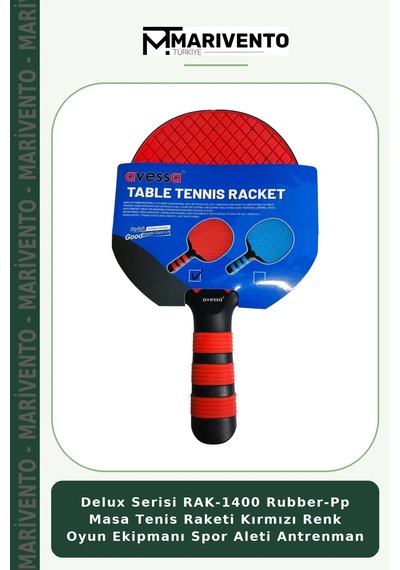 Delux Serisi Rak-1400 Rubber-pp Masa Tenis Raketi Kırmızı Renk Oyun Ekipmanı Spor Aleti Antrenman