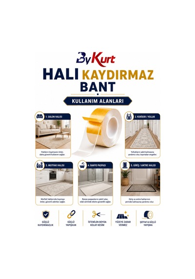 Çift Taraflı Güçlü Yapışkan Halı Ve Yolluk Sabitleyici Bant