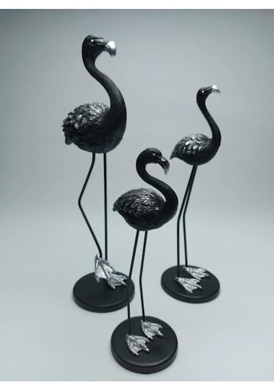 Metal Ayaklı 3 Lü Flamingo Siyah-Gümüş