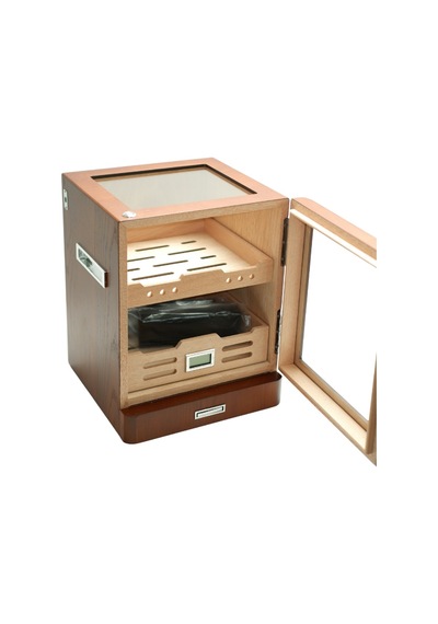 Premiumquality Sucre Aksesuar Çekmeceli İçi Ledli Kahverengi Sedir Humidor Puro Kutusu - Tr9648