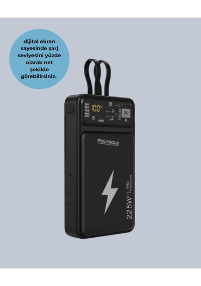 Mobil Powerbank 22.5w Pd Destekli Hızlı Şarj Siyah