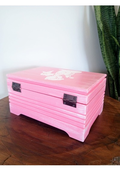 Pembe Renkli Ahşap Takı Kutusu