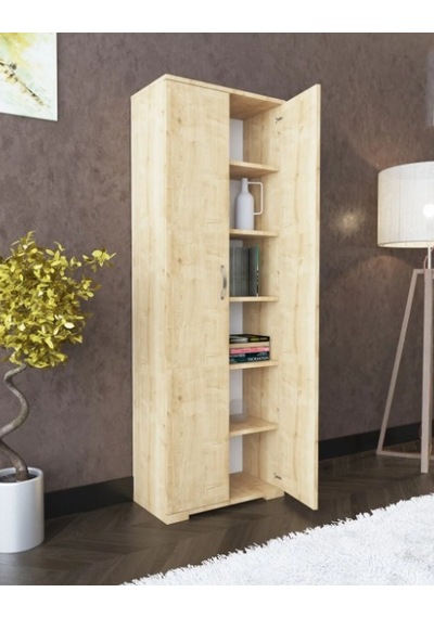 Boreas Design Hazar Çok Amaçlı Dolap Çift Kapaklı 6 Raflı Banyo Dolabı Mutfak Kiler Erzak Dolabı Kahverengi
