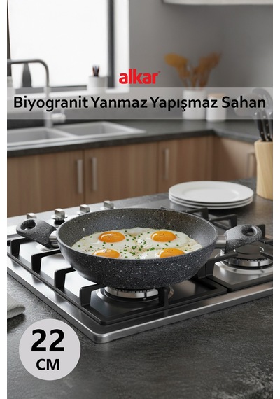 22 Cm Çok Amaçlı Biyogranit Yanmaz Yapışmaz Sahan Gri