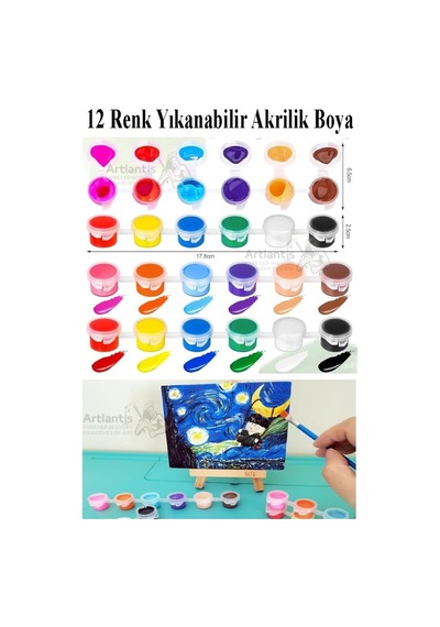 Akrilik Boya 3 Ml 12 Renk 4 Paket Mini Küçük Akrilik Boya Taş Ahşap Seramik Tuval Alçı Tuval Etkinlik Boyama Sanatsal