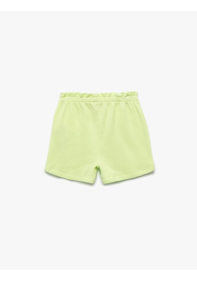 Koton Beli Lastikli Pamuklu Dokulu Mini Şort Yeşil 5smg40021ak