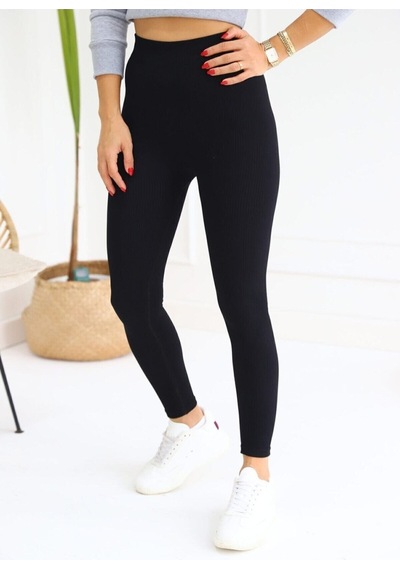 Ladymina Pijama Kadın Siyah Yüksek Bel Dikişsiz Fitilli Taytsiyahs/M Siyah