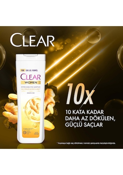 Clear Women Zencefil Özlü Kepeğe Karşı Etkili Şampuan 350 ML