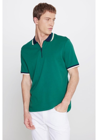 Erkek Yesıl Lacı Regular Fit Geniş Kesim Polo Yaka %100 Pamuk Tişört Çok Renkli