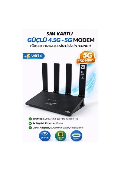4g Sim Kartlı Modem - Wıfı6 Bağlantı - 2.4ghz - 150mpbs - Her Yere Taşıyın Her Yerde Kullanın