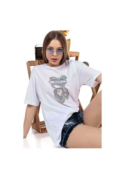 Kadın Oversize Taş Işlemeli Ayıcık Baskılı Tshirt (534304779) Kadın Oversize Taş Işlemeli Ayıcık Baskılı Tshirt (534304779)
