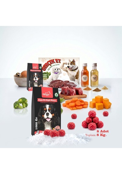 Kuzu Etli Tahılsız Barf Köpek Maması 8 Kg - 1000 G X 8