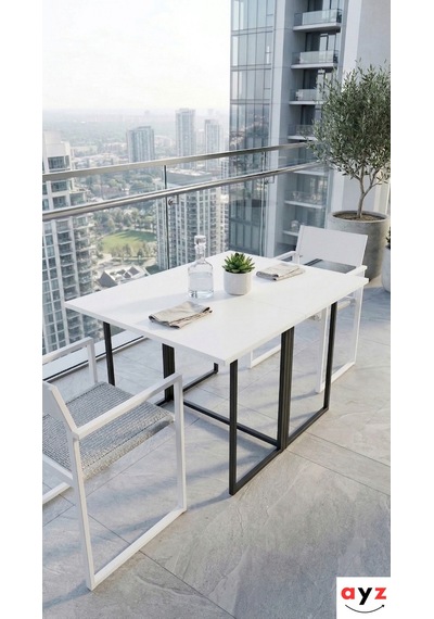 Ayz Vorkır 2 Katlanır Çalışma Masası Yemek Masası Mutfak Masası Balkon Masası Siyah - Beyaz Ayz Vorkır 2 Katlanır Çalışma Masası Yemek Masası Mutfak Masası Balkon Masası Siyah - Beyaz