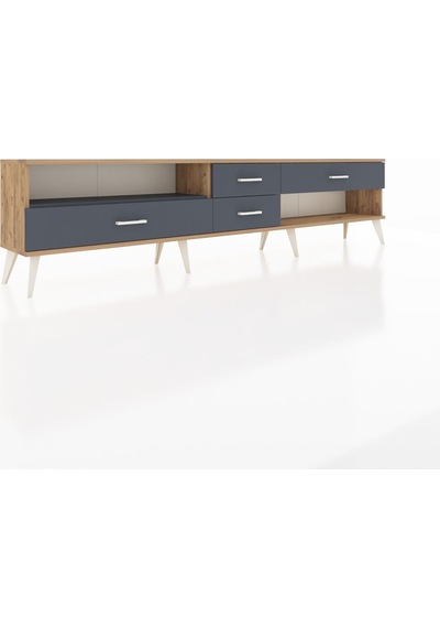 Arges Tv Ünitesi Tek Raflı 4 Çekmeceli 220x30x51 Çam-antrasit Antrasıt/antrasıt - Atlas Çam Arges Tv Ünitesi Tek Raflı 4 Çekmeceli 220x30x51 Çam-antrasit Antrasıt/antrasıt - Atlas Çam