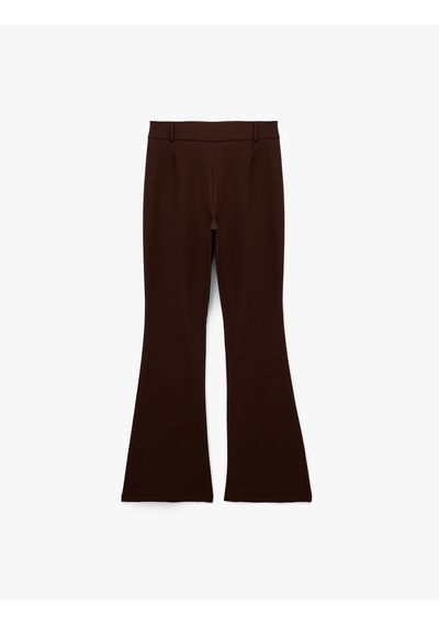 Koton Slim Fit Çift Düğmeli İspanyol Paça Pantolon Kahverengi 6wal40039ıw Kahve
