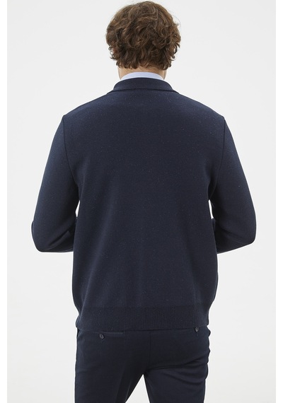 Sementa Polo Yaka Triko Hırka Mont - Lacivert 001